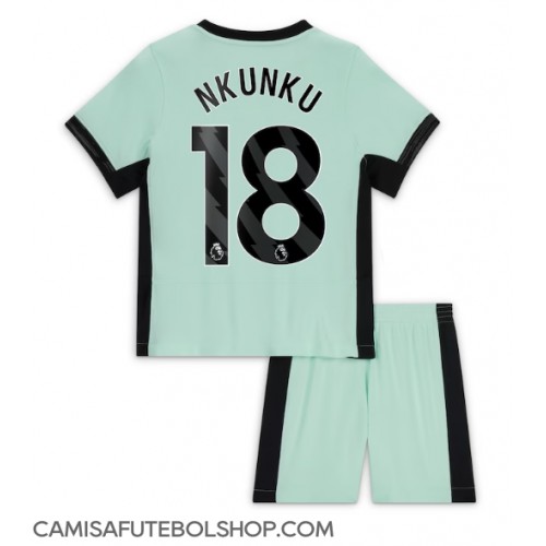 Camisa de time de futebol Chelsea Christopher Nkunku #18 Replicas 3º Equipamento Infantil 2023-24 Manga Curta (+ Calças curtas)